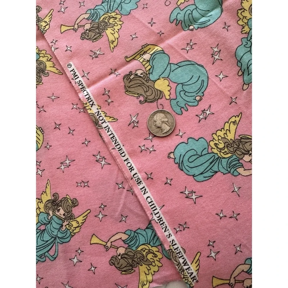 Precious Moments Fabric Pink Flannel Angel Spectrix Vtg 90s‎ 17.5